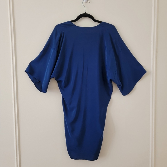 Amanda Uprichard Deep Blue Kimono Sleeve 100% Silk Dress – Size Medium - Picture 4 of 6